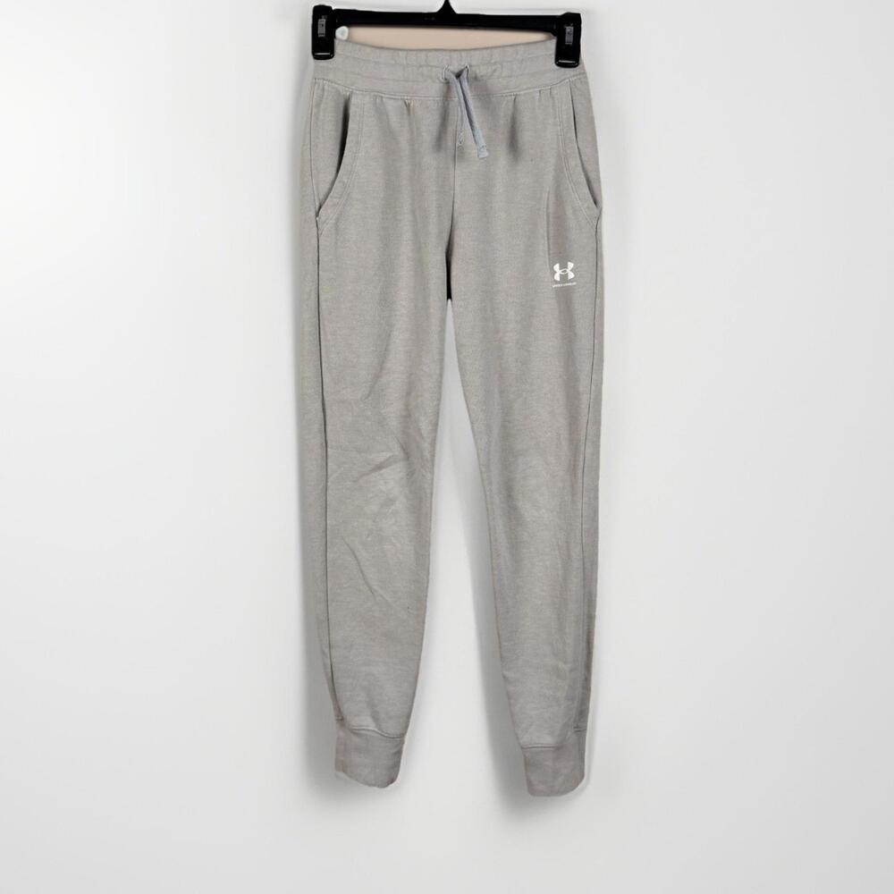 Under Armour Boys' Gray Jogger Pants M Fleece Drawstring Loose Fit Pockets